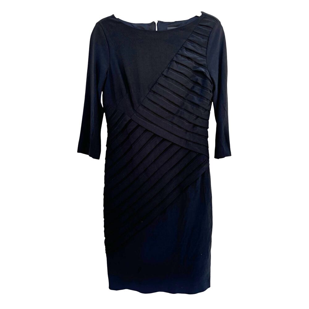 Adrianna Papell Black Dress, Long‎ Sleeve, Criss Cross Front, Knee Length, Sz 6